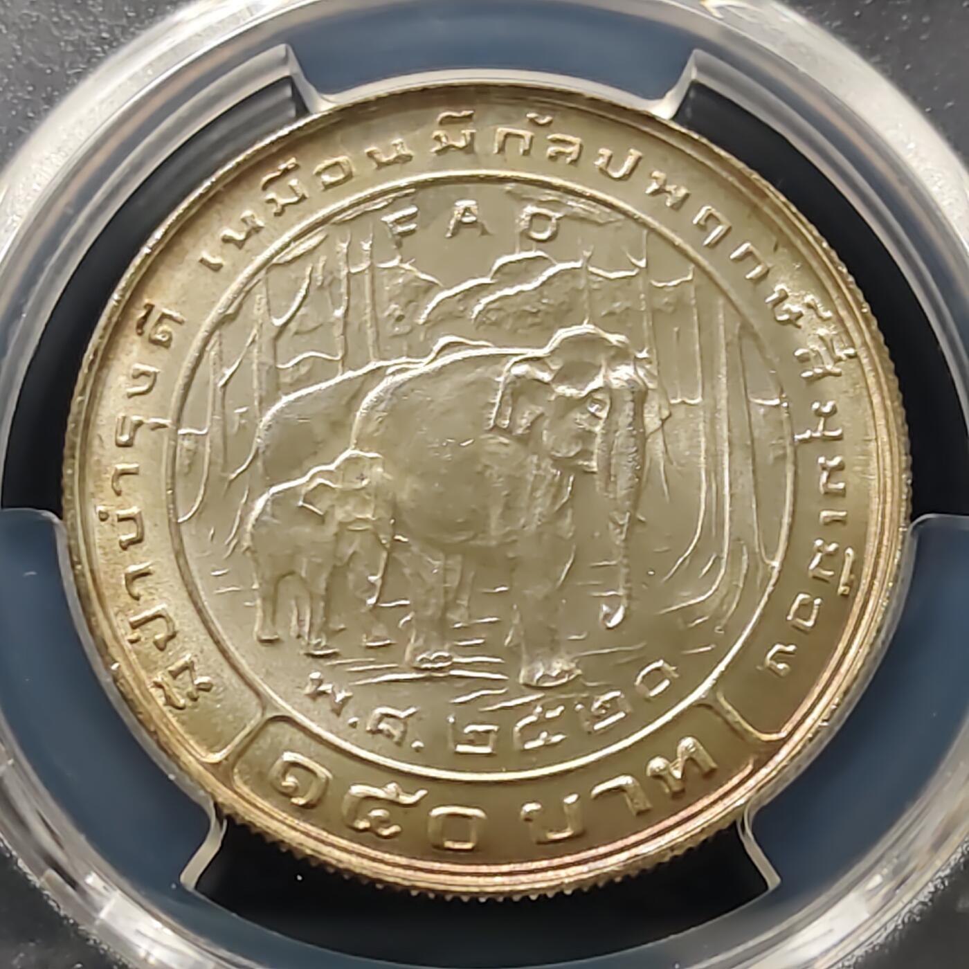 【全场包邮】纯粹捡漏拍511场 【收藏级·亚军分】泰国1977年150铢FAO纪念银币-PCGS MS67