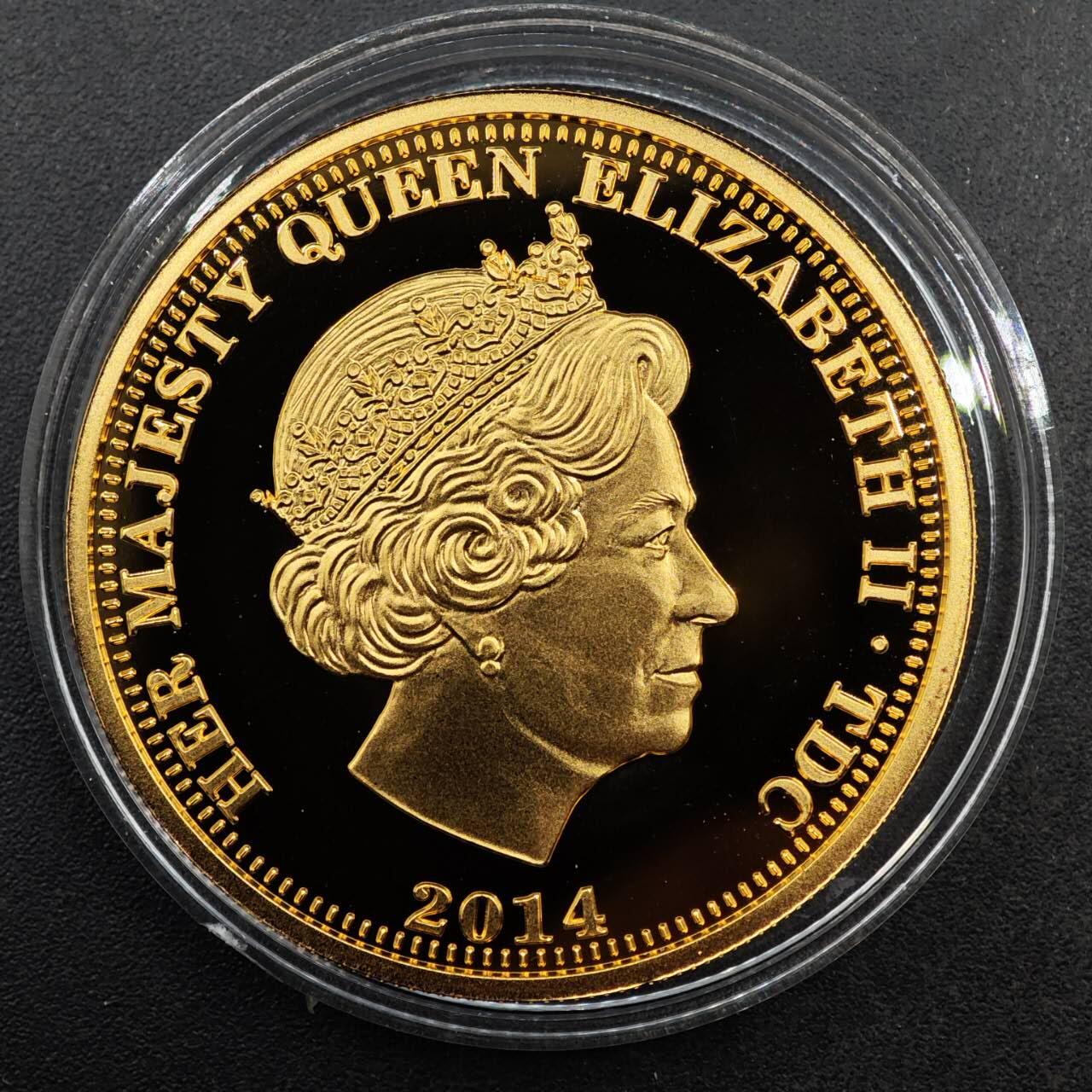  【淘币小摊】限时拍第八百七十八拍   克朗币邮币封场    每周一统一发货 英国2014年一战百年克朗镀金纪念币