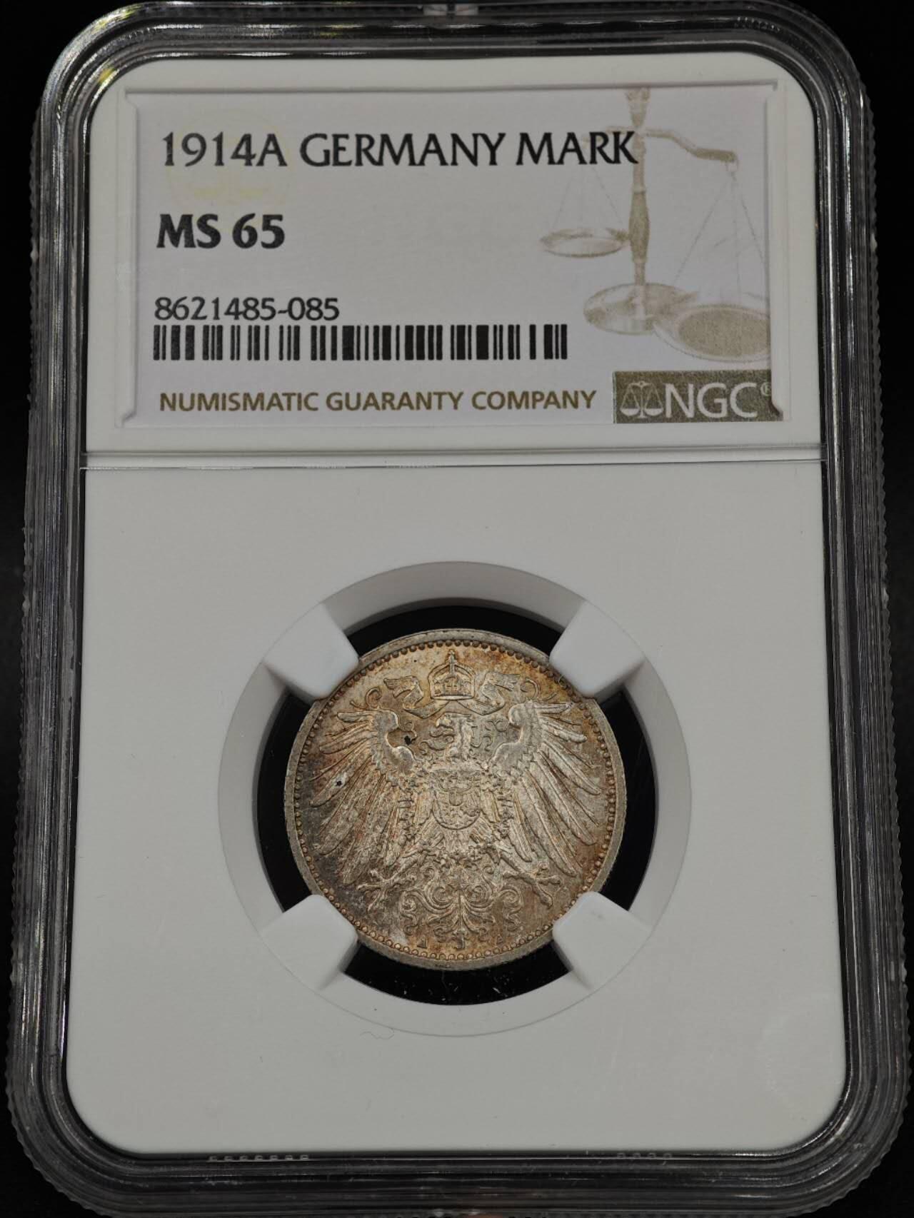 【淘币小摊】实时拍第八百七十九拍   银币套币场    每周一统一发货 德国1914年1马克银币 NGC MS65