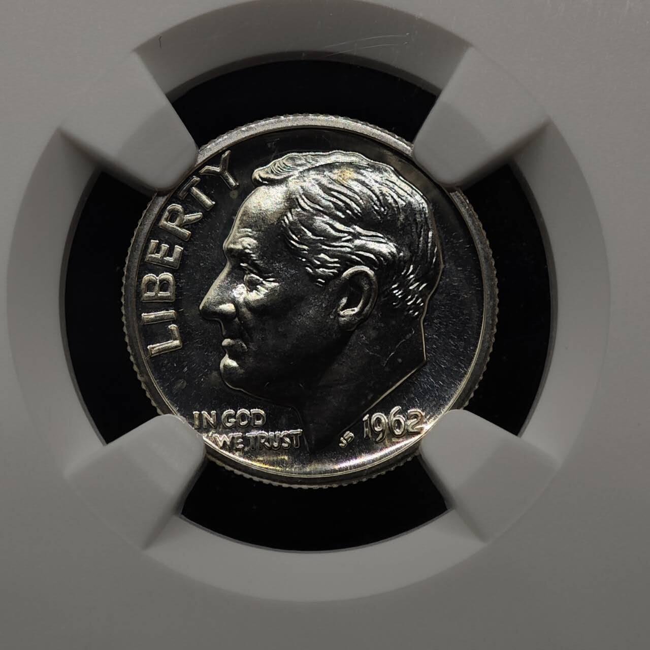 【淘币小摊】实时拍第八百七十九拍   银币套币场    每周一统一发货 美国1962年罗斯福10分精制银币 NGC PF67