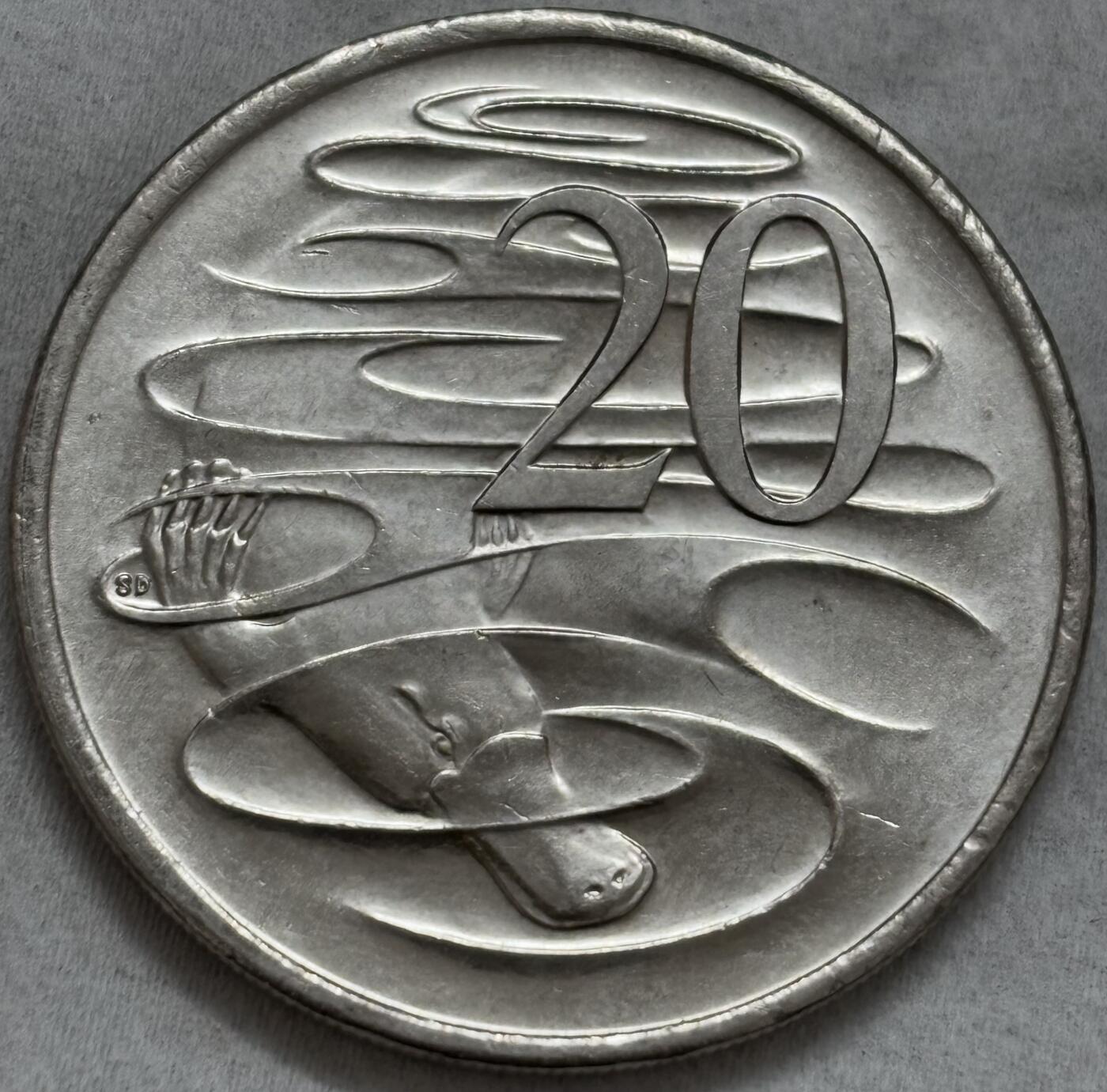 文馨钱币收藏第 296 场，长期接代拍业务  原光品相 2025 年澳大利亚 20 分，查尔斯头像少见