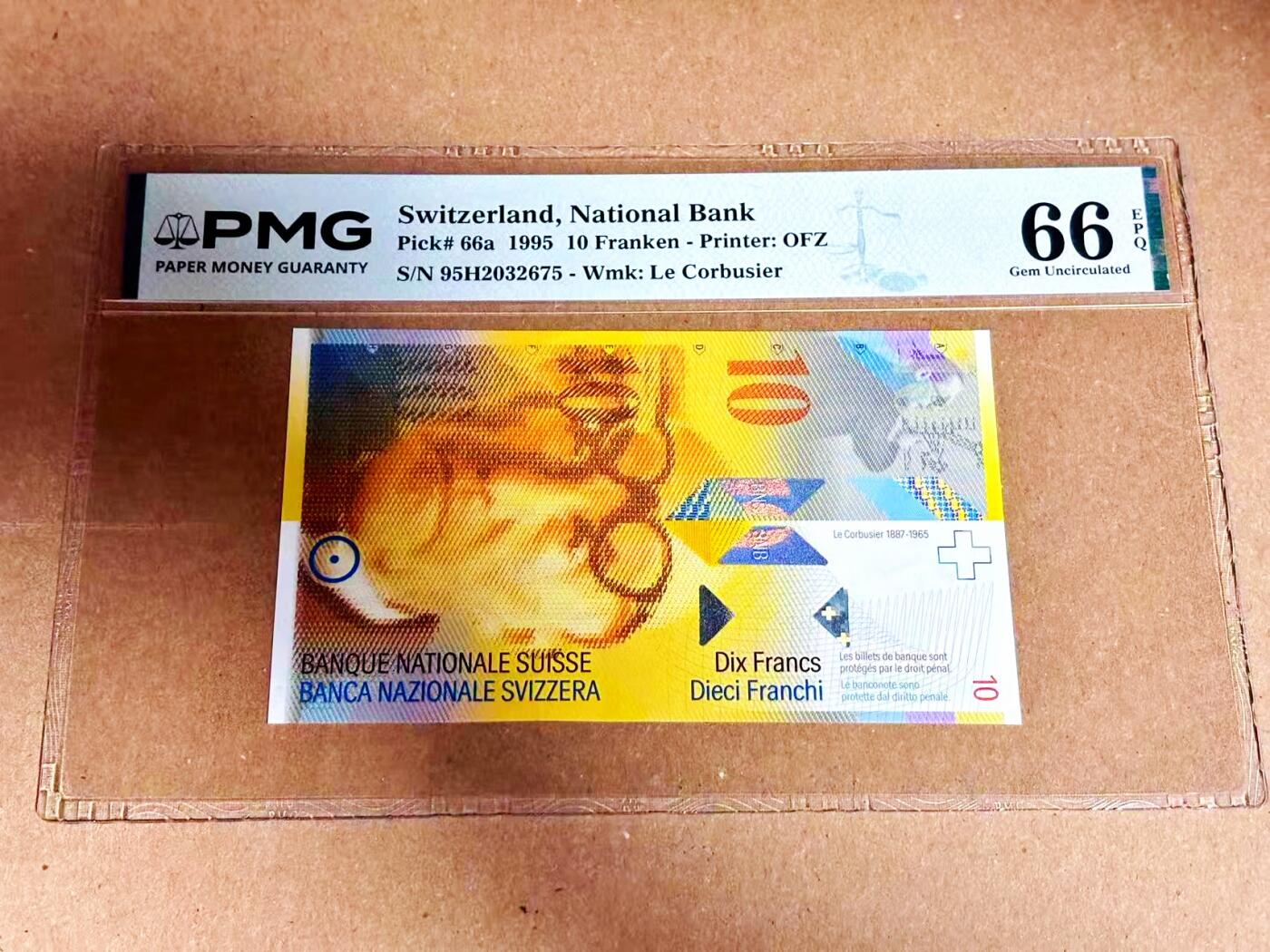 【Blue Auction】世界纸币精拍第792期——18级TOP拍卖/信誉/品质/专业/高效💫 【a版】瑞士 1995年10法郎 PMG66EPQ 