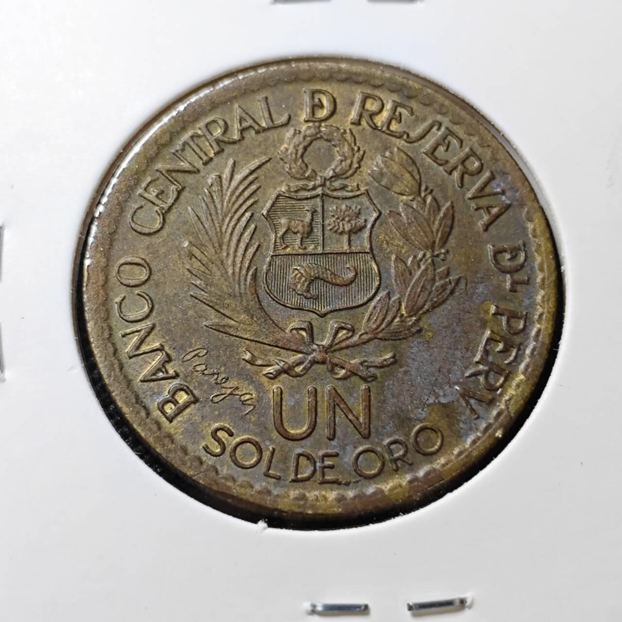 KK钱币收藏小铺   第404期 2月预留时间 周末发货  1965秘鲁1索尔铜币 利马造币厂纪念币