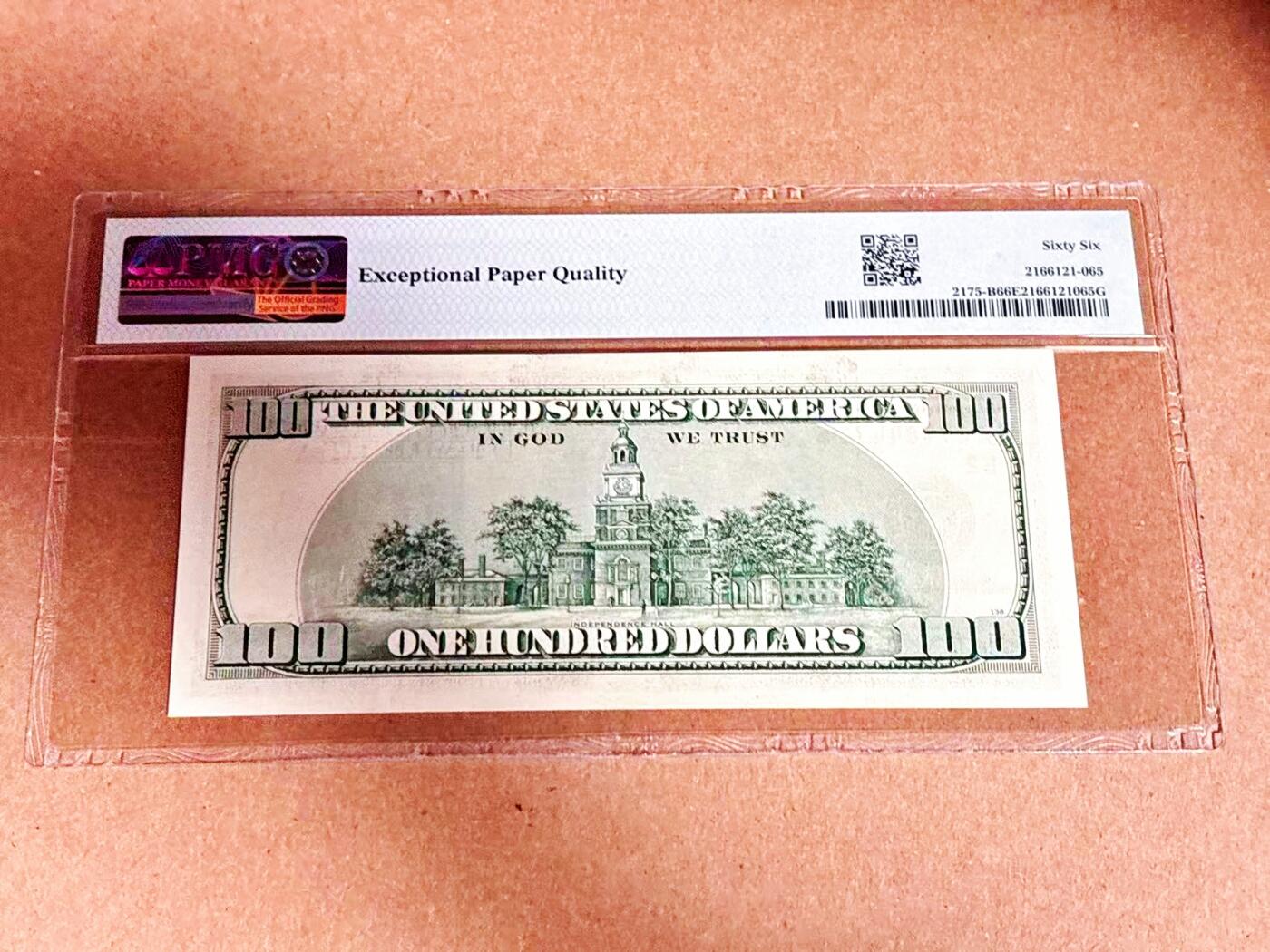 【Blue Auction】世界纸币精拍第792期——18级TOP拍卖/信誉/品质/专业/高效💫 美国 1996年100美金 PMG66EPQ