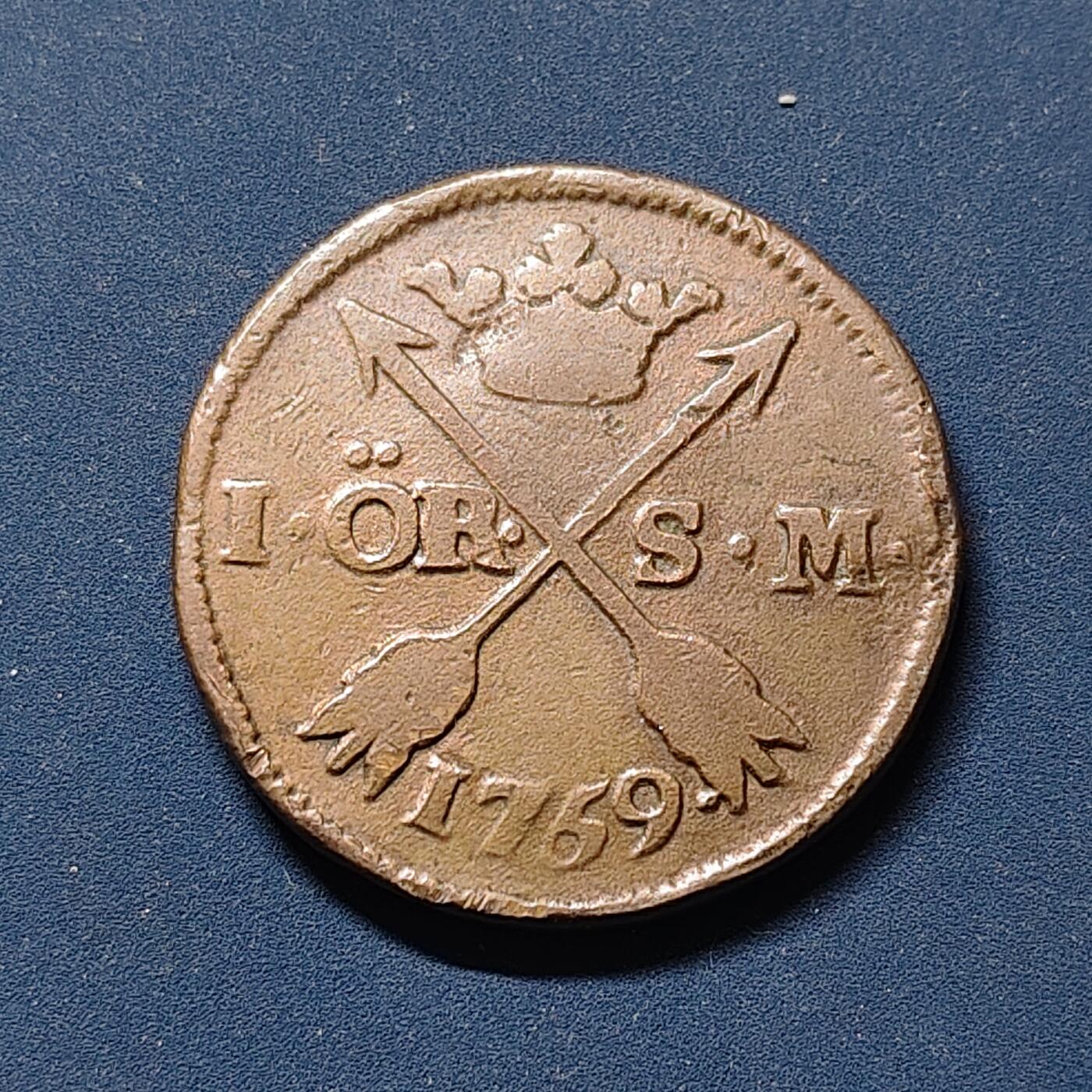 【全场包邮】纯粹捡漏拍510场 瑞典1769年阿道夫·弗雷德里克1欧尔铜币