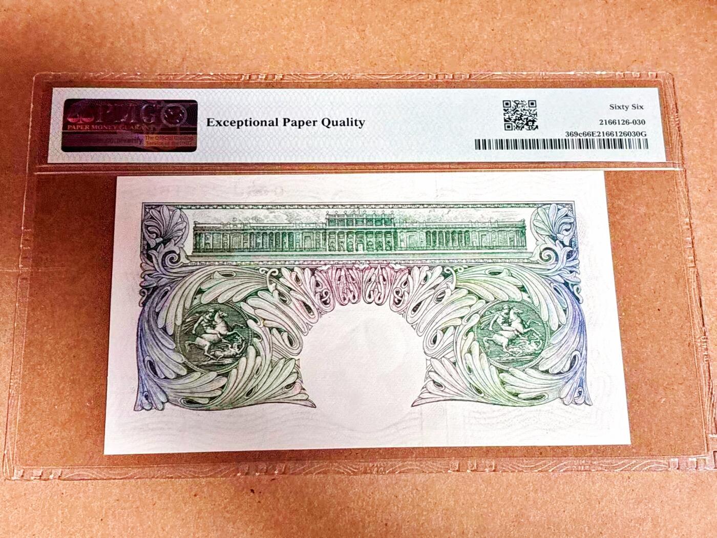 【Blue Auction】世界纸币精拍第792期——18级TOP拍卖/信誉/品质/专业/高效💫 【p369c】英国 1955-60年1镑 PMG66EPQ 