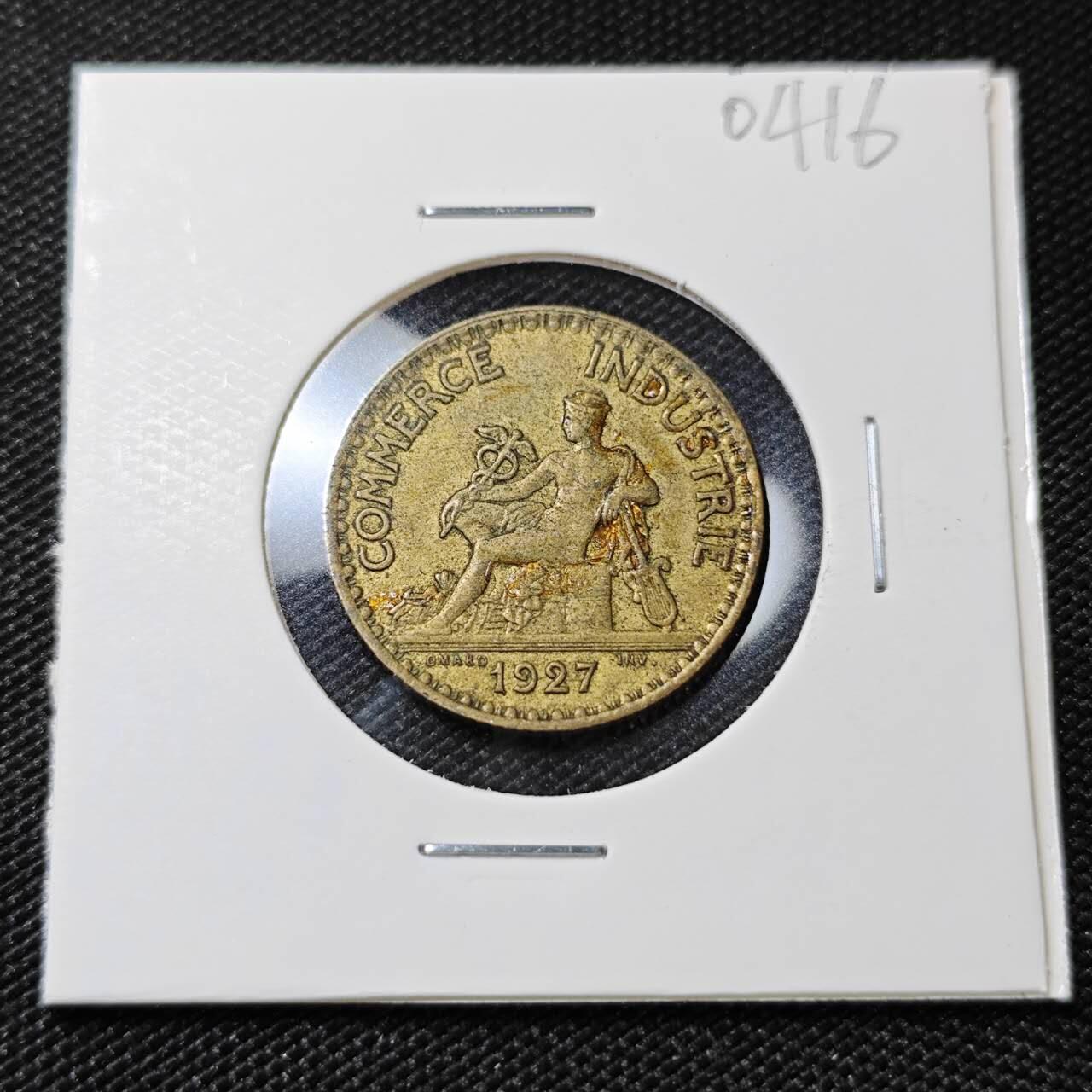 KK钱币收藏小铺   第404期 2月预留时间 周末发货  1927法国1法郎铜币