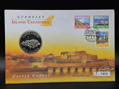  【淘币小摊】限时拍第八百七十九拍   克朗币邮币封场    每周一统一发货 - 根西岛1997年科内特城堡5镑纪念币邮币封