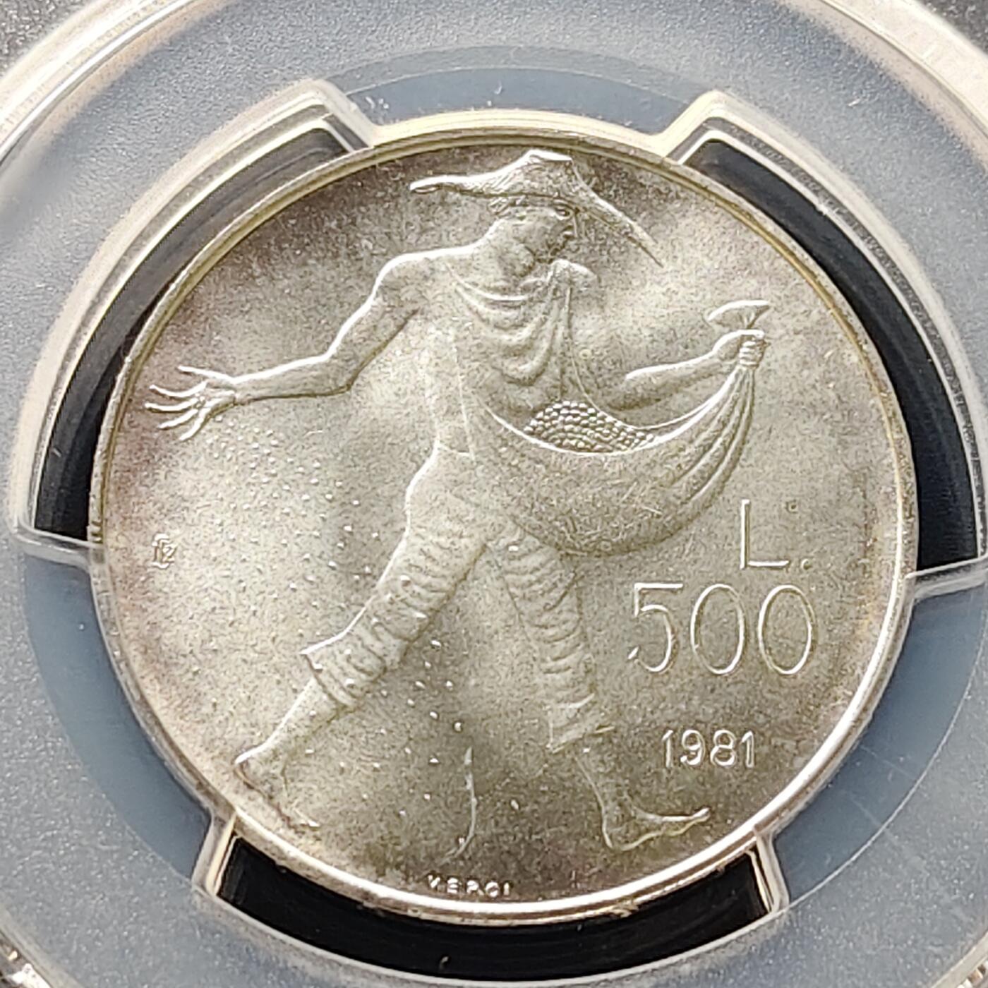 【全场包邮】纯粹捡漏拍511场 【收藏级·亚军分】圣马力诺1981年500里拉古罗马诗人维吉尔逝世2000周年农事诗纪念银币【29毫米11克83.5%】-PCGS MS66（更高分仅1枚）