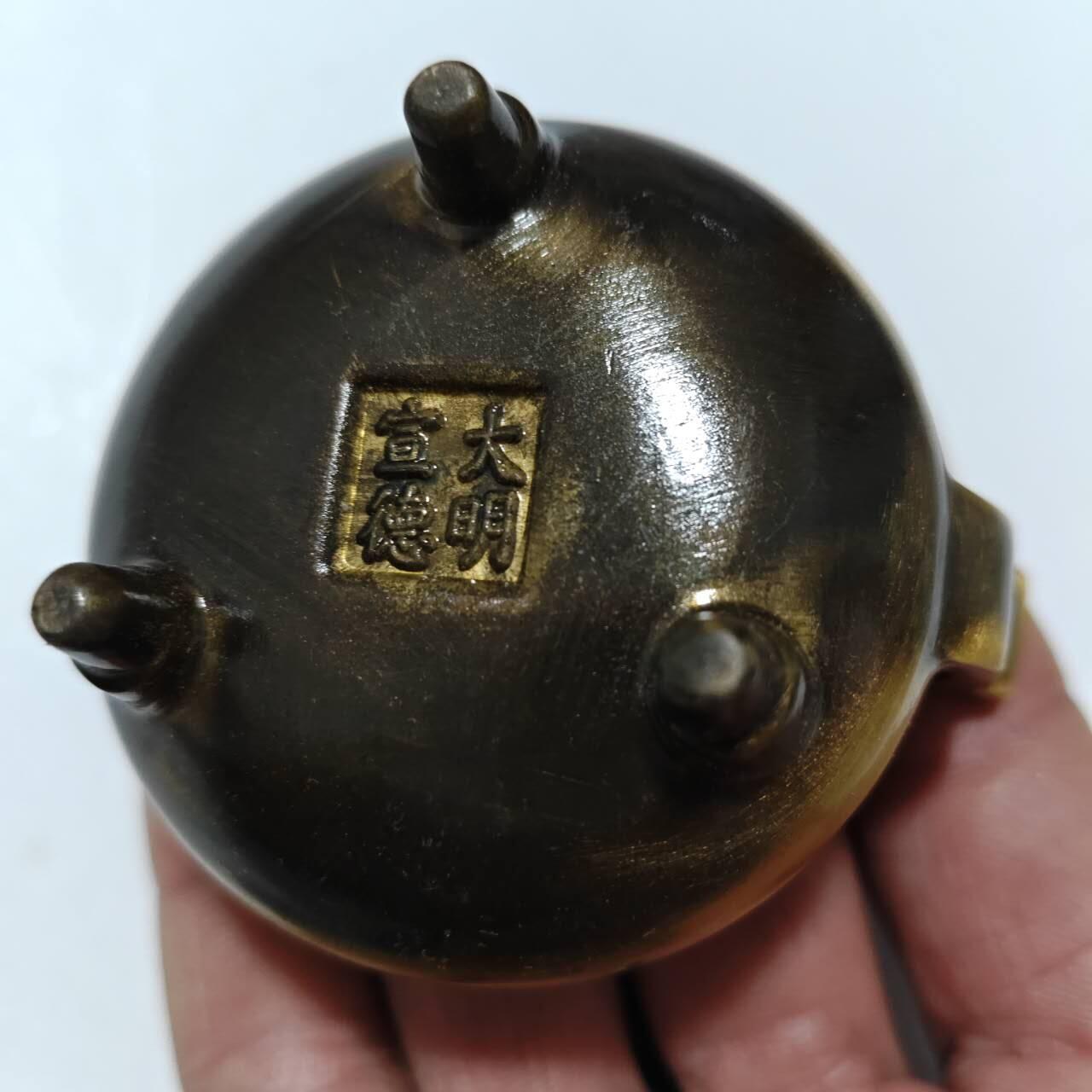 纯铜带耳熏香炉