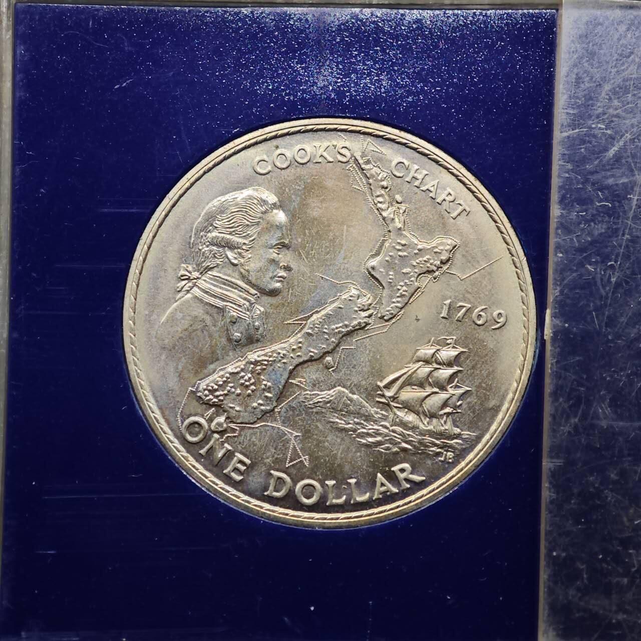  【淘币小摊】限时拍第八百七十八拍   克朗币邮币封场    每周一统一发货 新西兰1969年库克船长1元纪念币