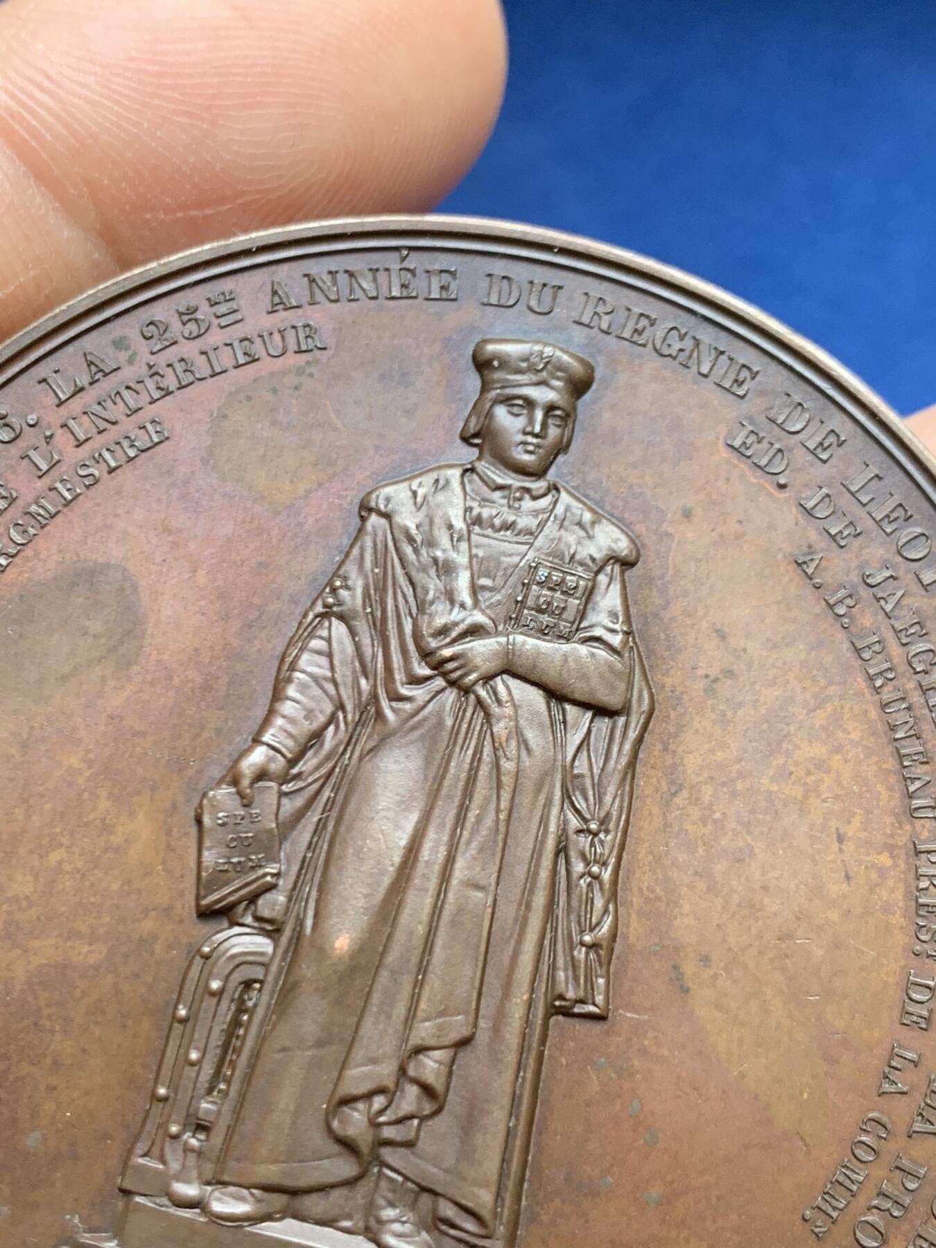 《竞宝斋》第468场 周日，周一 2场连拍 （全场包邮）欢迎送拍 比利时洼地国家印刷之父-蒂艾里.马滕斯纪念铜章 54mm 56.35g