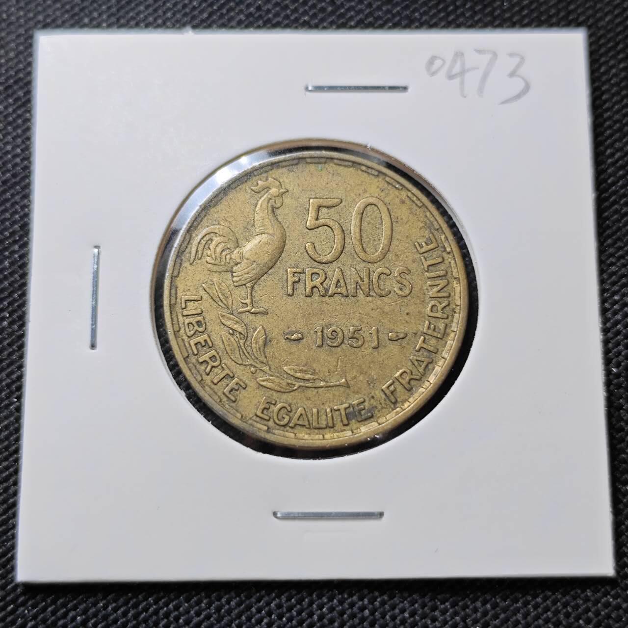 KK钱币收藏小铺   第404期 2月预留时间 周末发货  法国50法郎