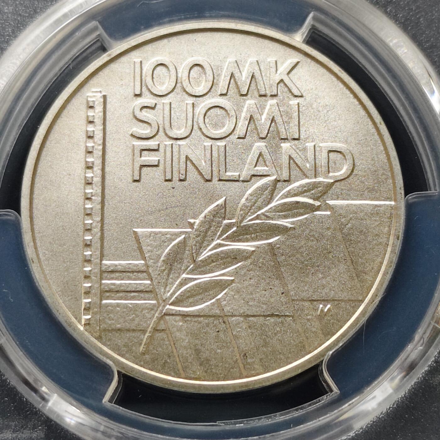 【全场包邮】纯粹捡漏拍511场 【收藏级·亚军分】芬兰1994年100马克欧洲室内田径锦标赛纪念银币【35.5毫米24克92.5%】-PCGS MS68（更高分仅3枚）