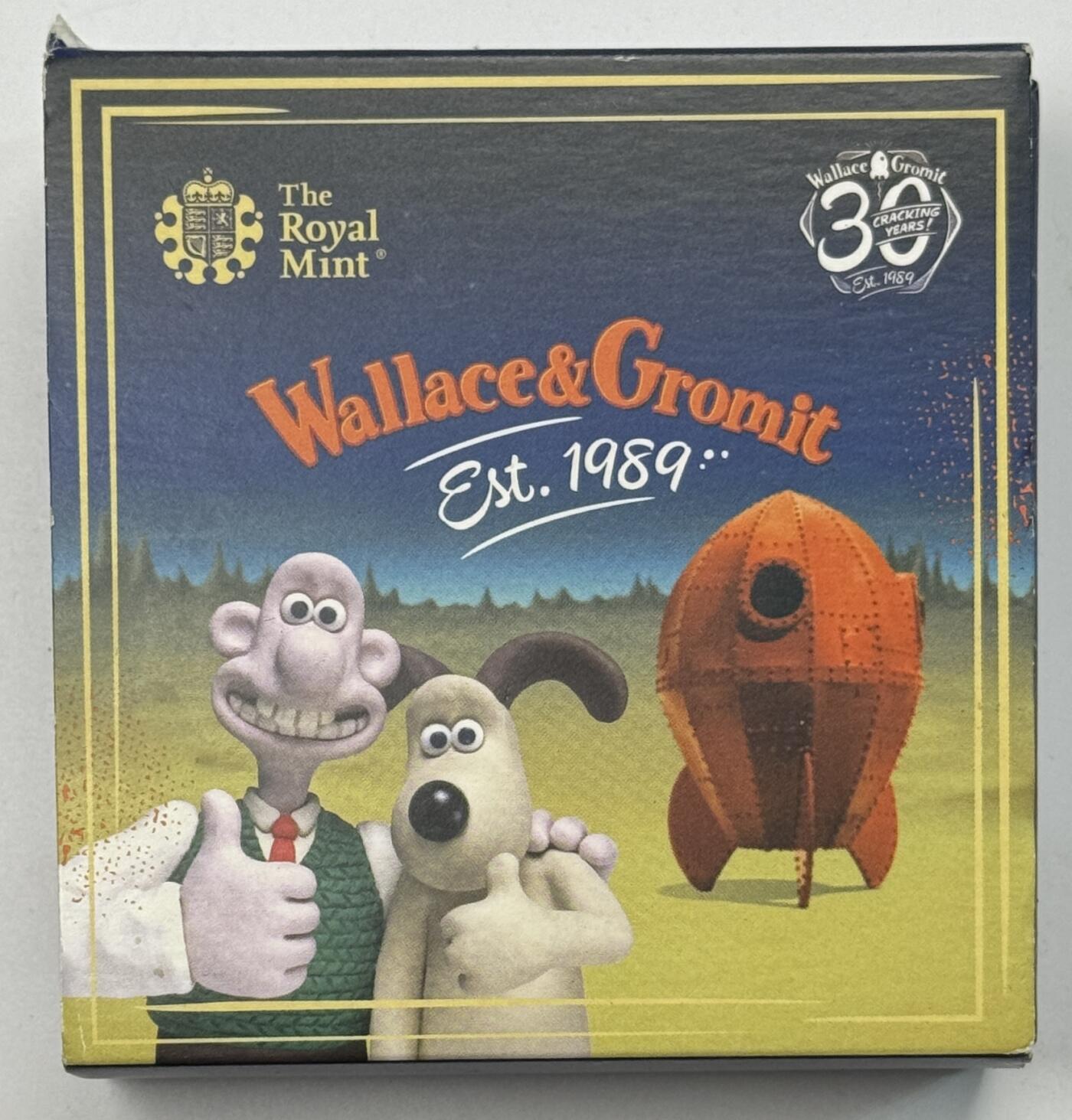 S&S Numismatic世界钱币-拍卖 第121期  英国2019年 华莱士和阿高（英国著名黏土动画系列）50便士彩色精制纪念银币 8克925银 发行量：25000枚  盒证齐全