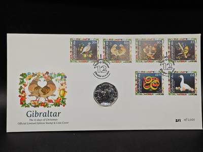  【淘币小摊】限时拍第八百七十九拍   克朗币邮币封场    每周一统一发货 - 直布罗陀2022年圣诞节50便士邮币封