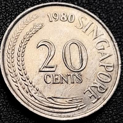 泉币菌-第205场-拍品多 请提前出价 - 1980年 新加坡20分 箭鱼23.7mm 