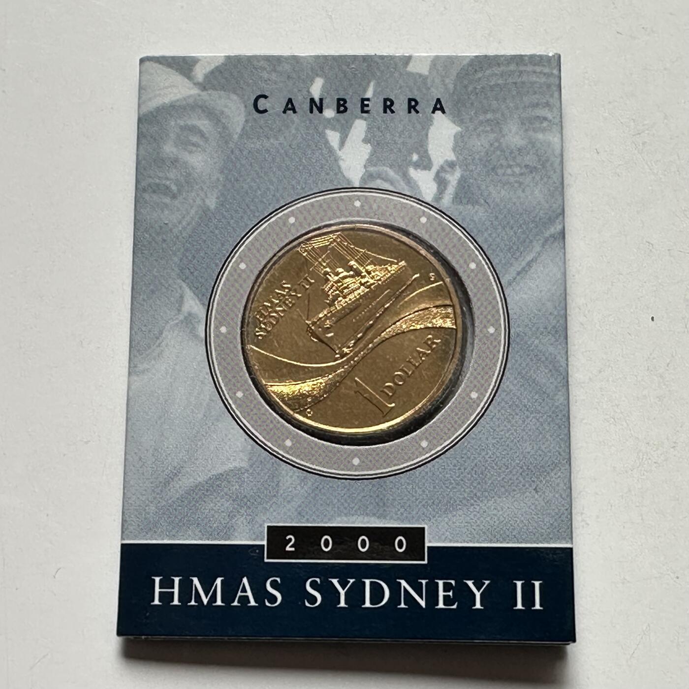 🌹外币初藏🌹🐯2026年第26场  各国纪念币专场 每周二四六晚8️⃣点 接代拍  澳大利亚 2000年 HMAS悉尼二号轻巡洋舰 1元纪念币 C厂版 原装卡 堪培拉厂 发行量小
