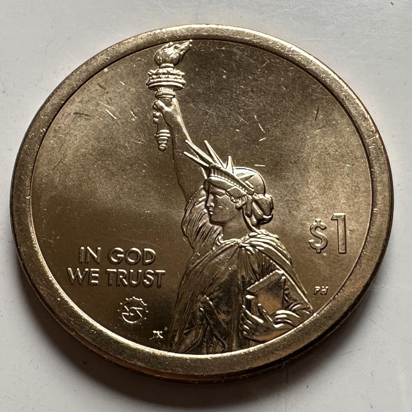 🌹外币初藏🌹🐯2026年第26场  各国纪念币专场 每周二四六晚8️⃣点 接代拍 美国 2021年 创新者系列北卡罗来纳州主题 纪念美国第一所公立大学的教育奠基成就 1元纪念币