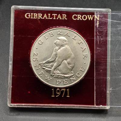  【淘币小摊】限时拍第八百七十九拍   克朗币邮币封场    每周一统一发货 - 直布罗陀1971年猴子25新便士纪念币