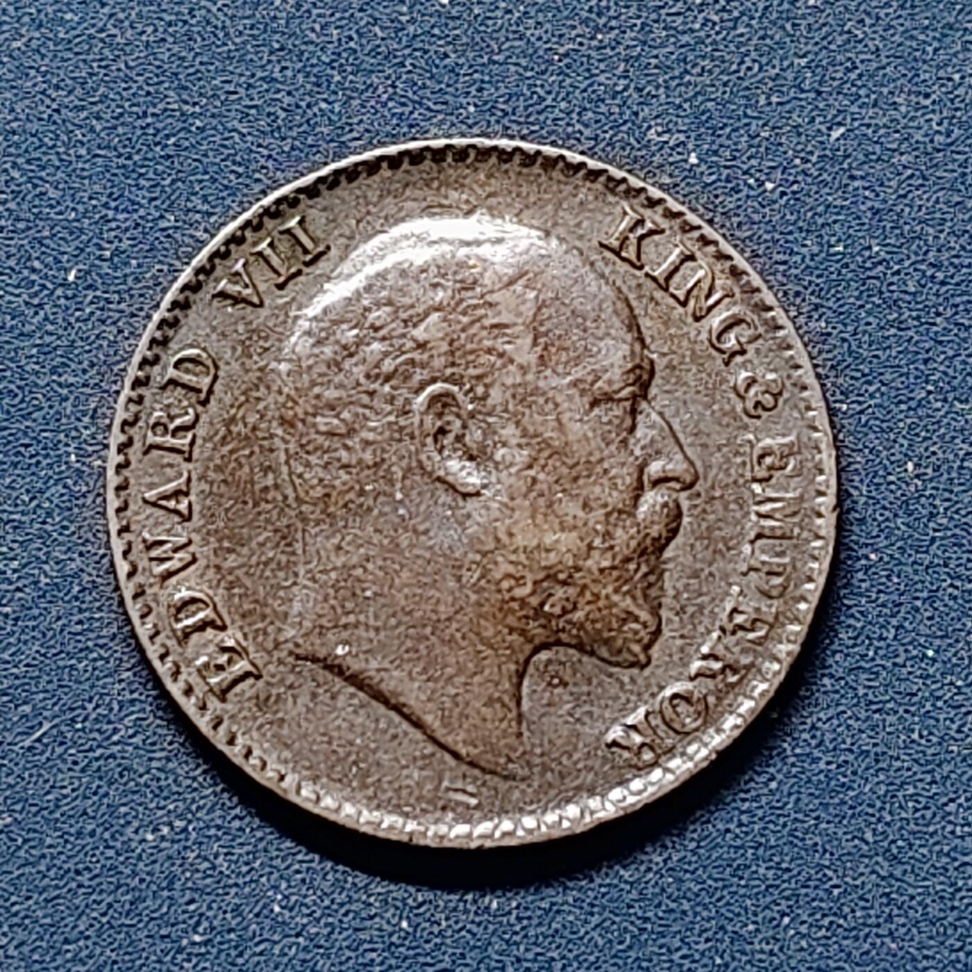 【全场包邮】纯粹捡漏拍510场 英属印度1910年爱德华七世1/12安娜铜币