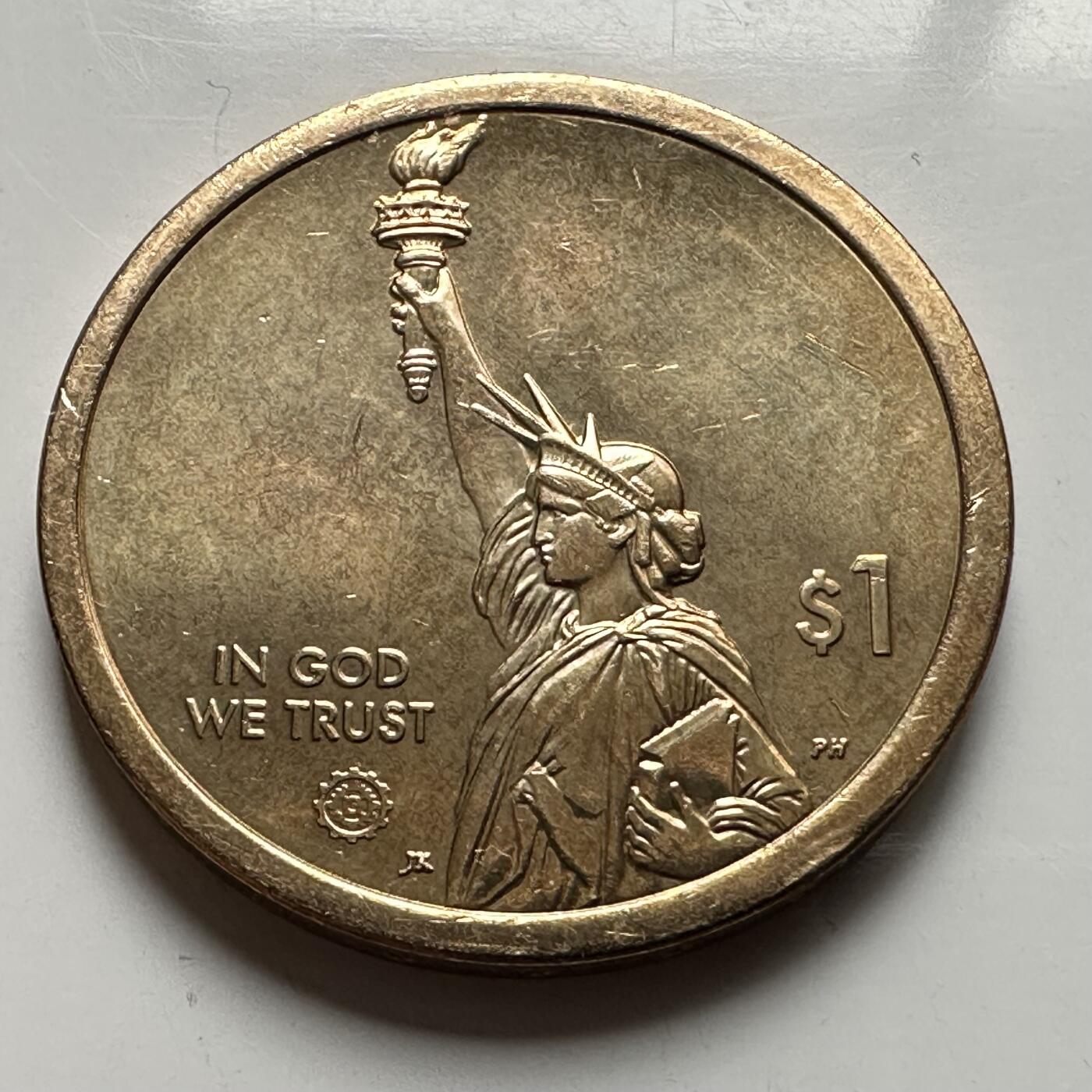 🌹外币初藏🌹🐯2026年第26场  各国纪念币专场 每周二四六晚8️⃣点 接代拍 美国 2019年 创新者系列宾夕法尼亚州主题 纪念索尔克脊髓灰质炎疫苗的医学突破成就 1元纪念币