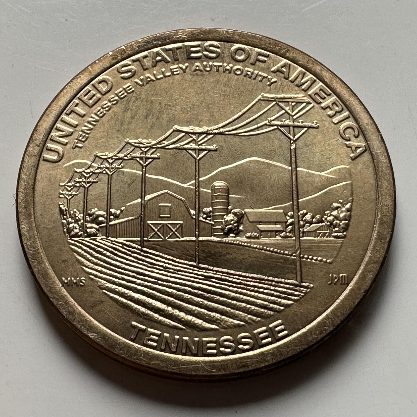 🌹外币初藏🌹🐯2026年第26场  各国纪念币专场 每周二四六晚8️⃣点 接代拍 美国 2022年 创新者系列田纳西州主题 纪念田纳西河谷管理局的区域发展与能源革新成就 1元纪念币