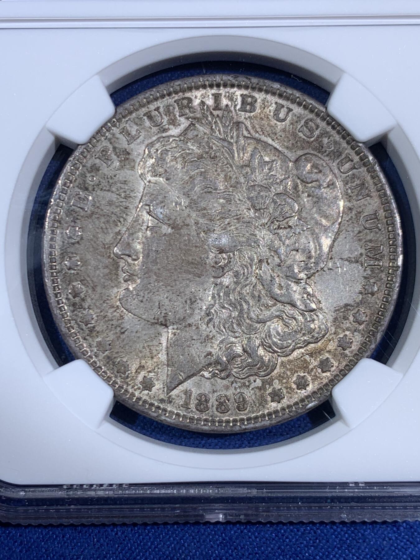 《竞宝斋》第468场 周日，周一 2场连拍 （全场包邮）欢迎送拍 NGC AU58 美国1889年摩根1美元银币 经典品种