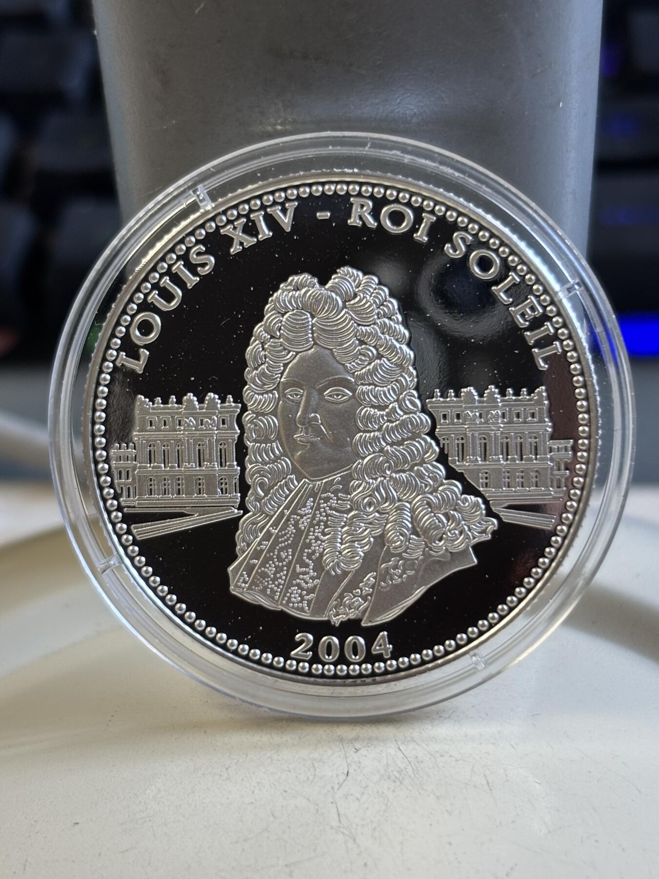 第193期拍卖 刚果2004年人物路易十四纪念银币带证书，999银，19.98克