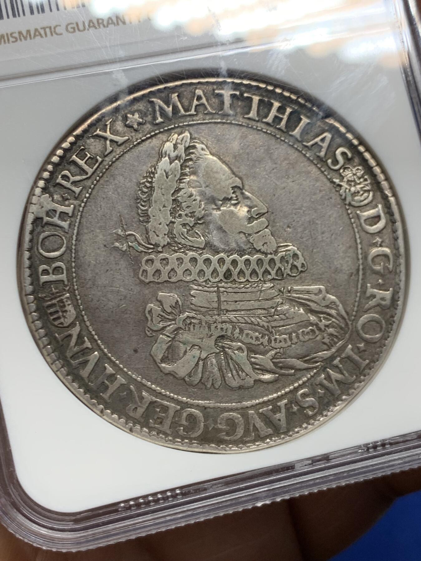 《竞宝斋》第468场 周日，周一 2场连拍 （全场包邮）欢迎送拍 NGC VF35 匈牙利 1620 马蒂亚斯二世 泰勒银币 短暂七年执政时间 这个头像都都少见 25年vf裸币 8500成交