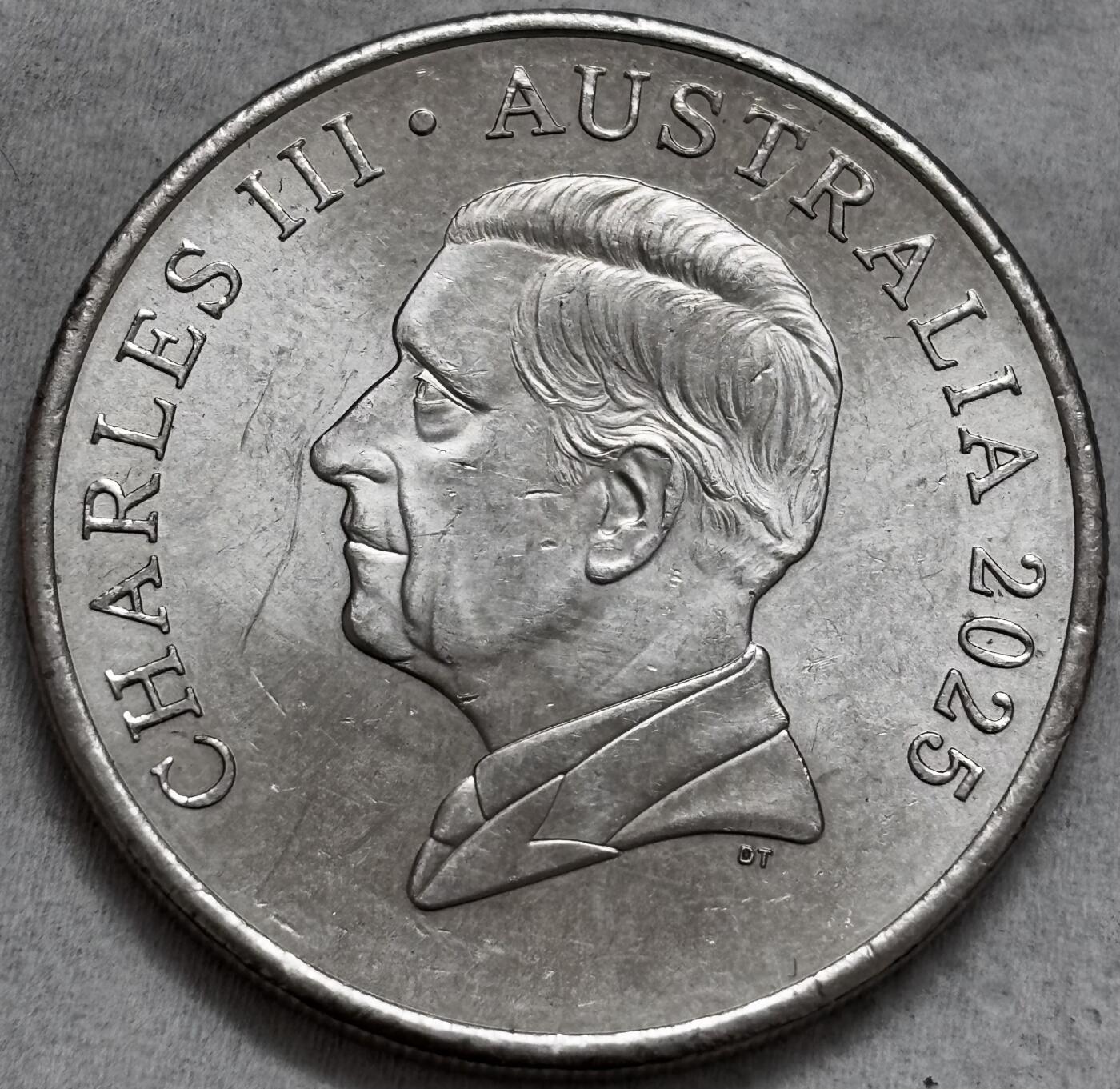 文馨钱币收藏第 296 场，长期接代拍业务  原光品相 2025 年澳大利亚 20 分，查尔斯头像少见