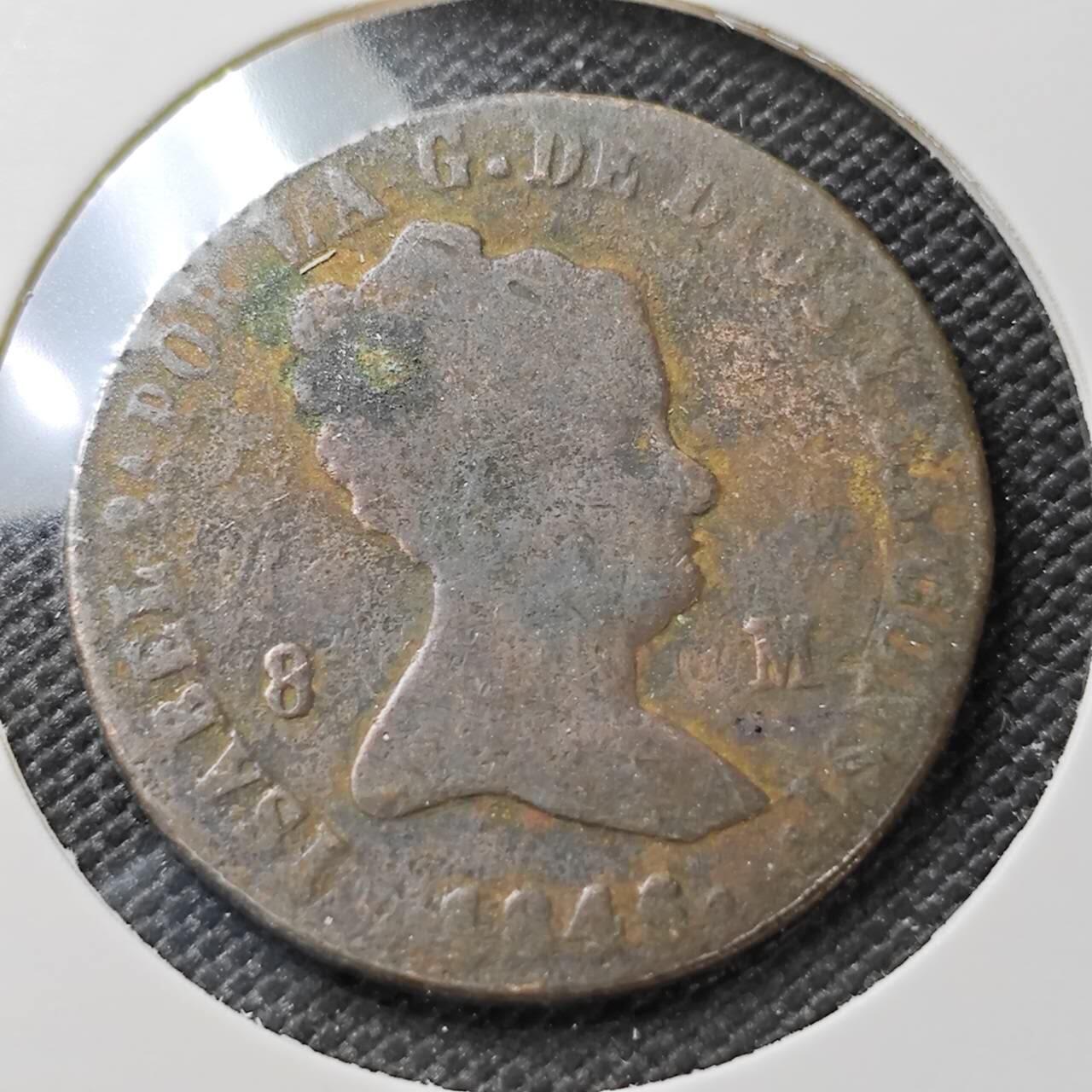 KK钱币收藏小铺   第404期 2月预留时间 周末发货  西班牙8M铜币