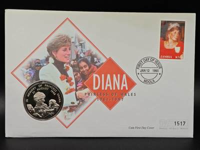  【淘币小摊】限时拍第八百七十九拍   克朗币邮币封场    每周一统一发货 - 赞比亚1998年缅怀戴安娜王妃1000克瓦查纪念币邮币封