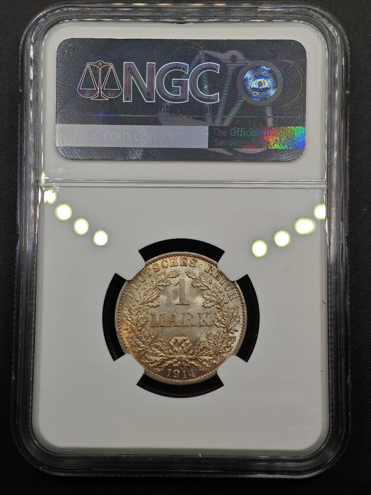 【淘币小摊】实时拍第八百七十九拍   银币套币场    每周一统一发货 德国1914年1马克银币 NGC MS65
