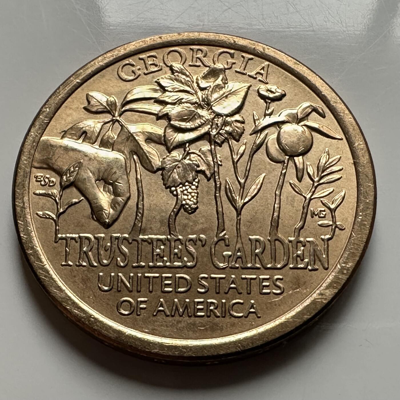 🌹外币初藏🌹🐯2026年第26场  各国纪念币专场 每周二四六晚8️⃣点 接代拍 美国 2019年 创新者系列佐治亚州主题 纪念受托人花园的农业创新成就 1元纪念币
