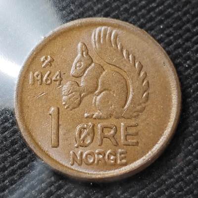 KK钱币收藏小铺   第404期 2月预留时间 周末发货 -  1964挪威1欧尔动物版 好品