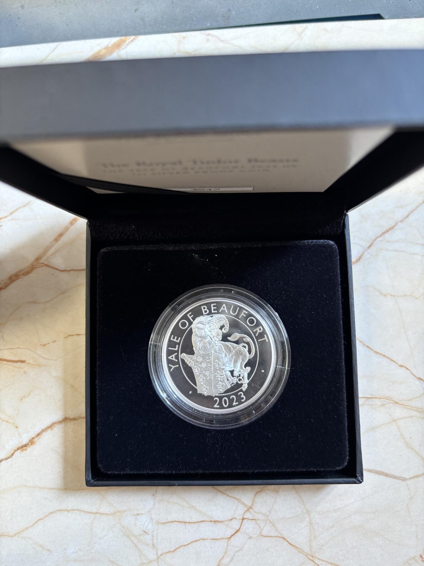 第193期拍卖 英国2023年都铎王朝神兽博福特耶鲁山羊1盎司银币，999银，发行5000枚