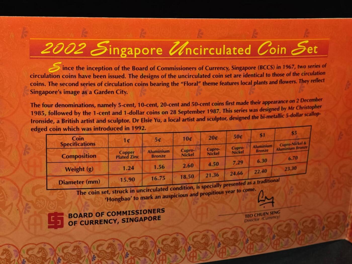 【淘币小摊】实时拍第八百七十九拍   银币套币场    每周一统一发货 新加坡2002年马年贺岁套币含五元双色币