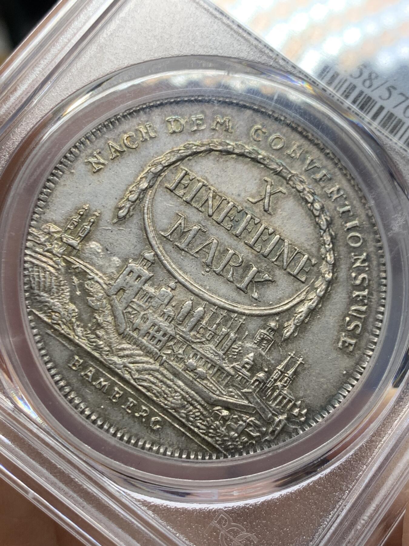 《竞宝斋》第468场 周日，周一 2场连拍 （全场包邮）欢迎送拍 PCGS AU58 班贝格主教区 1800年 景观泰勒 大银币 更高分只有3枚 24年裸币1.6W成交 非常稀见品种