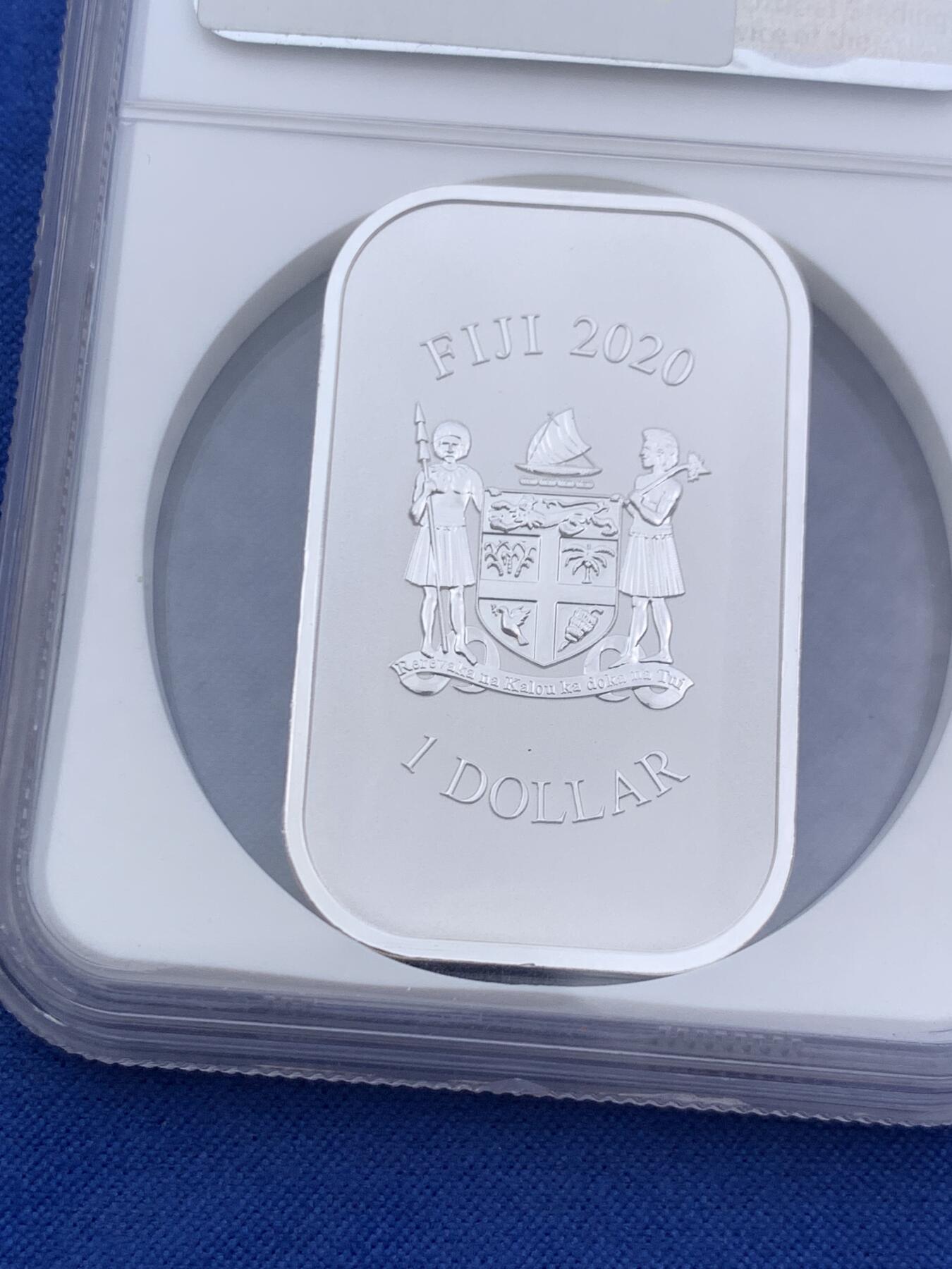 《竞宝斋》第468场 周日，周一 2场连拍 （全场包邮）欢迎送拍 NGC PF70UC 斐济2020年敦煌石窟120周年1元镀银铜币