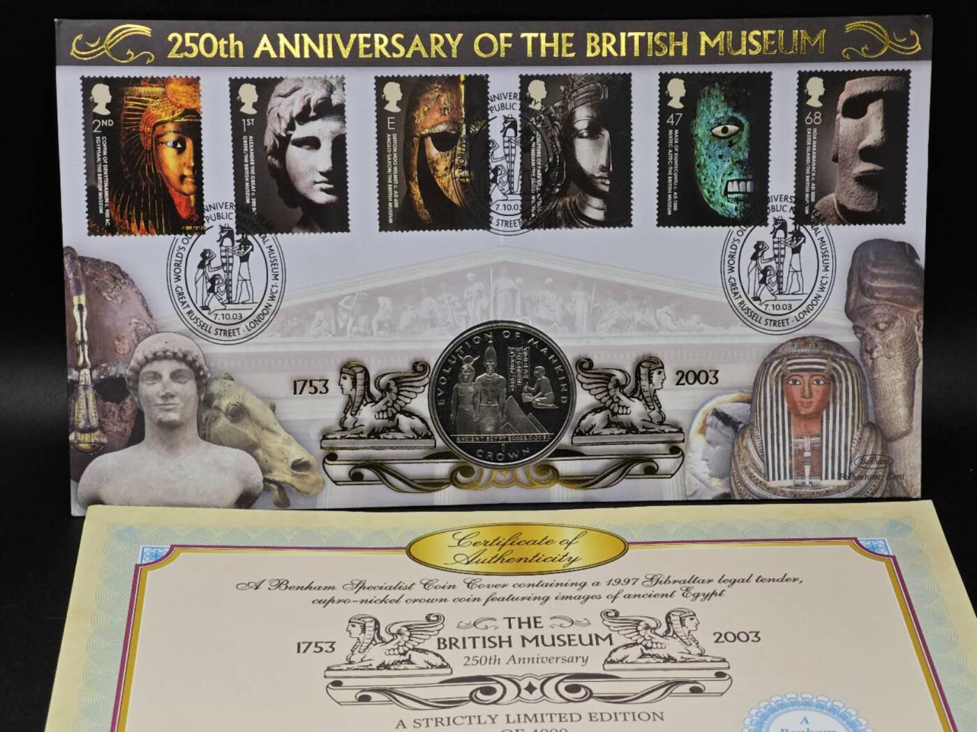  【淘币小摊】限时拍第八百七十八拍   克朗币邮币封场    每周一统一发货 直布罗陀1997年人类进化古埃及克朗纪念币邮币封