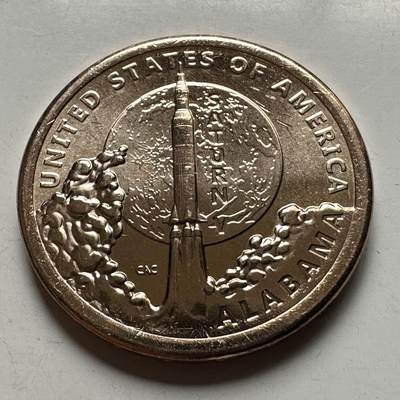 🌹外币初藏🌹🐯2026年第26场  各国纪念币专场 每周二四六晚8️⃣点 接代拍 -  美国 2024年 创新者系列阿拉巴马州主题 纪念土星五号火箭的航天工程创新成就 1元纪念币