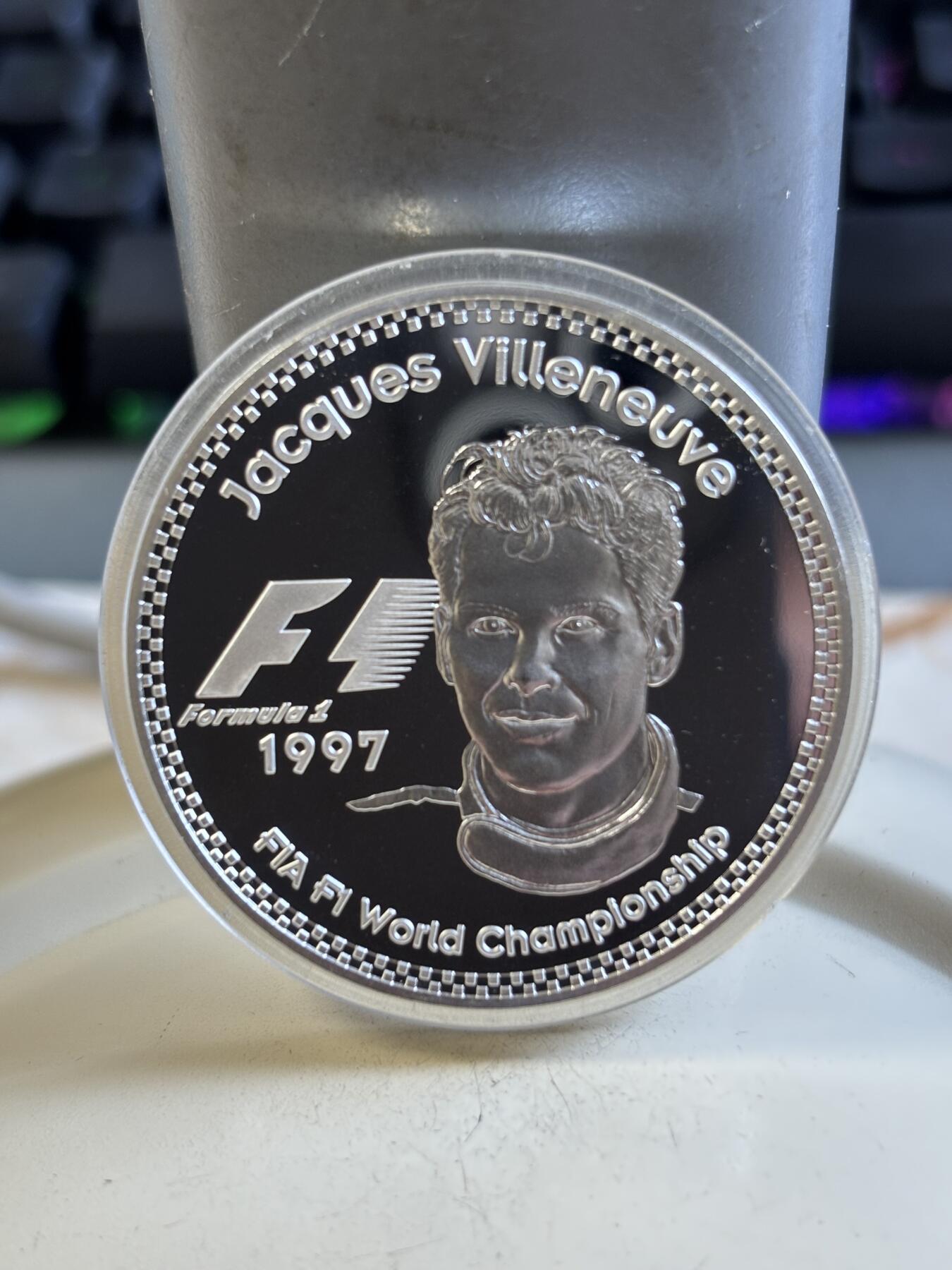 第193期拍卖 法国1997年赛车手雅克维伦纽夫25欧精制纪念银币，925银，33.8克