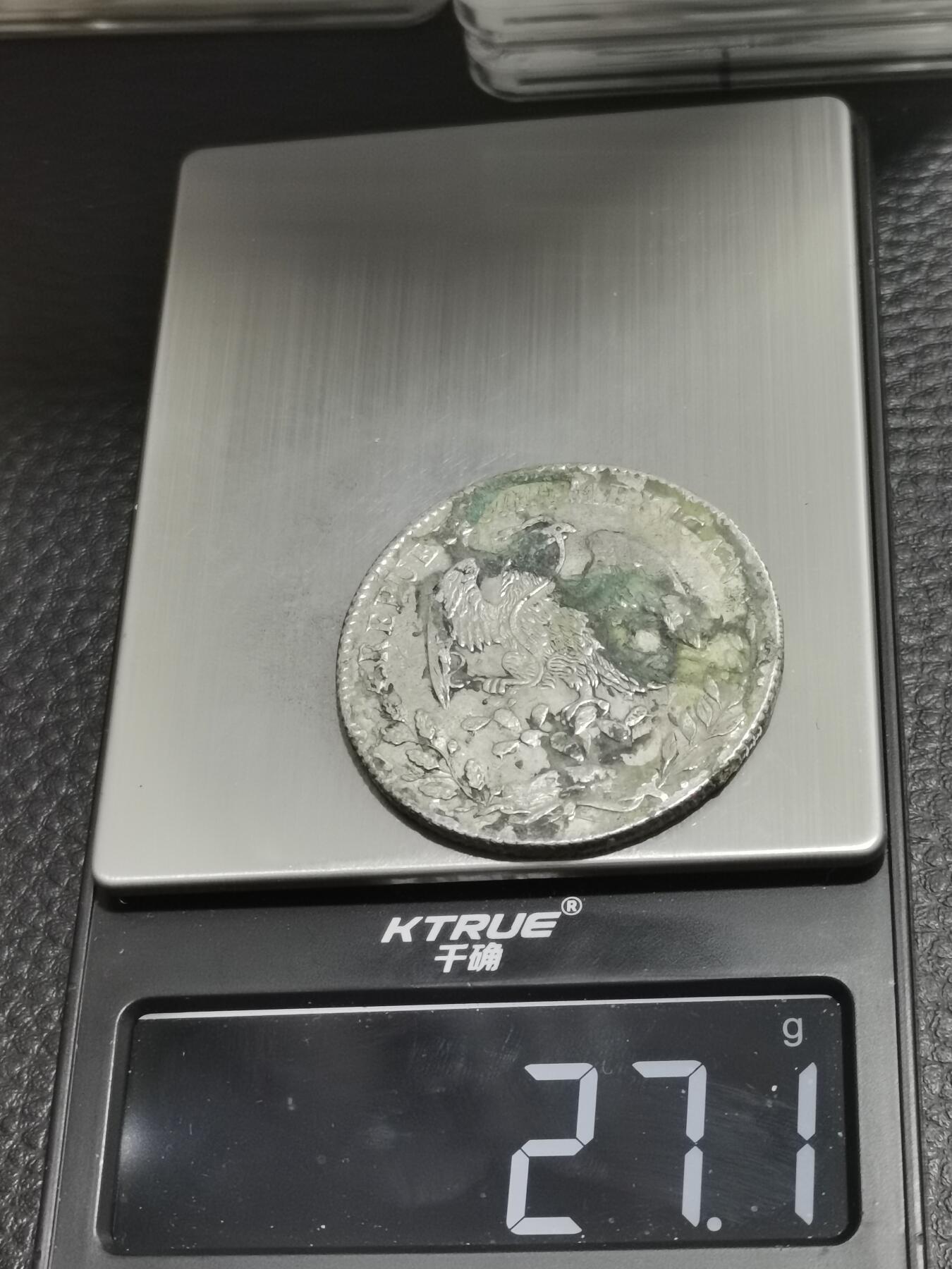 天下钱庄专场欢迎参拍 1876墨西哥鹰洋，有戳