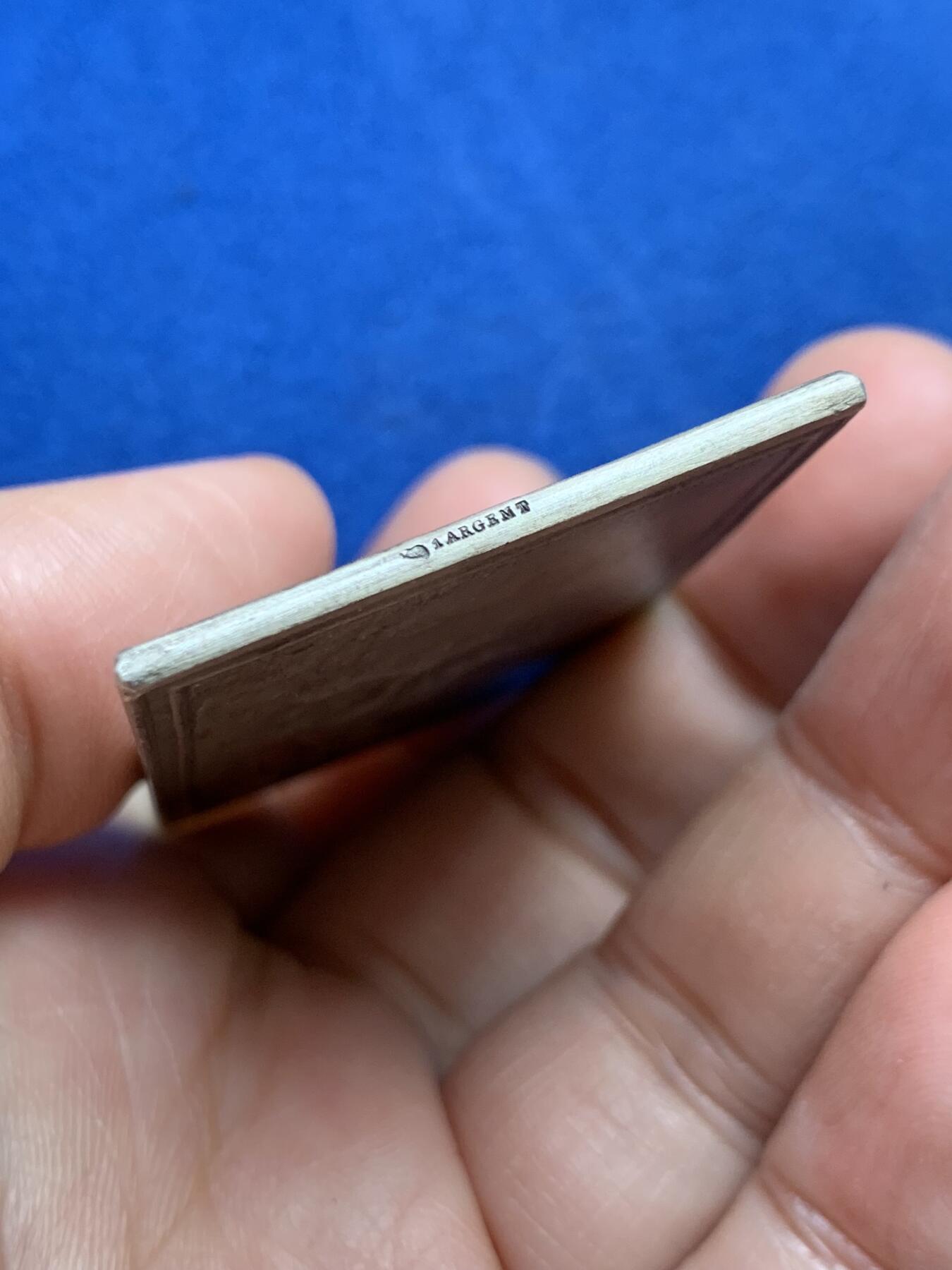 《竞宝斋》第468场 周日，周一 2场连拍 （全场包邮）欢迎送拍 法国 名家丹尼尔·杜普伊作《巢》方型纪念银章 59.5g 66*37.2mm 丰饶角1银边铭 好品