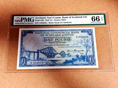 【Blue Auction】世界纸币精拍第792期——18级TOP拍卖/信誉/品质/专业/高效💫 - 苏格兰 1959年1镑 BWC出品 雕刻精美 PMG66EPQ 