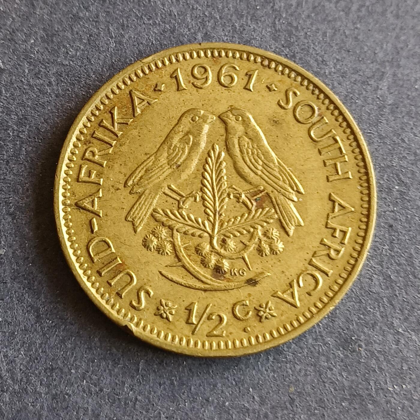 【游宝拍卖】丙午马年第9期 南非1961年1/2分 开拓者里贝克