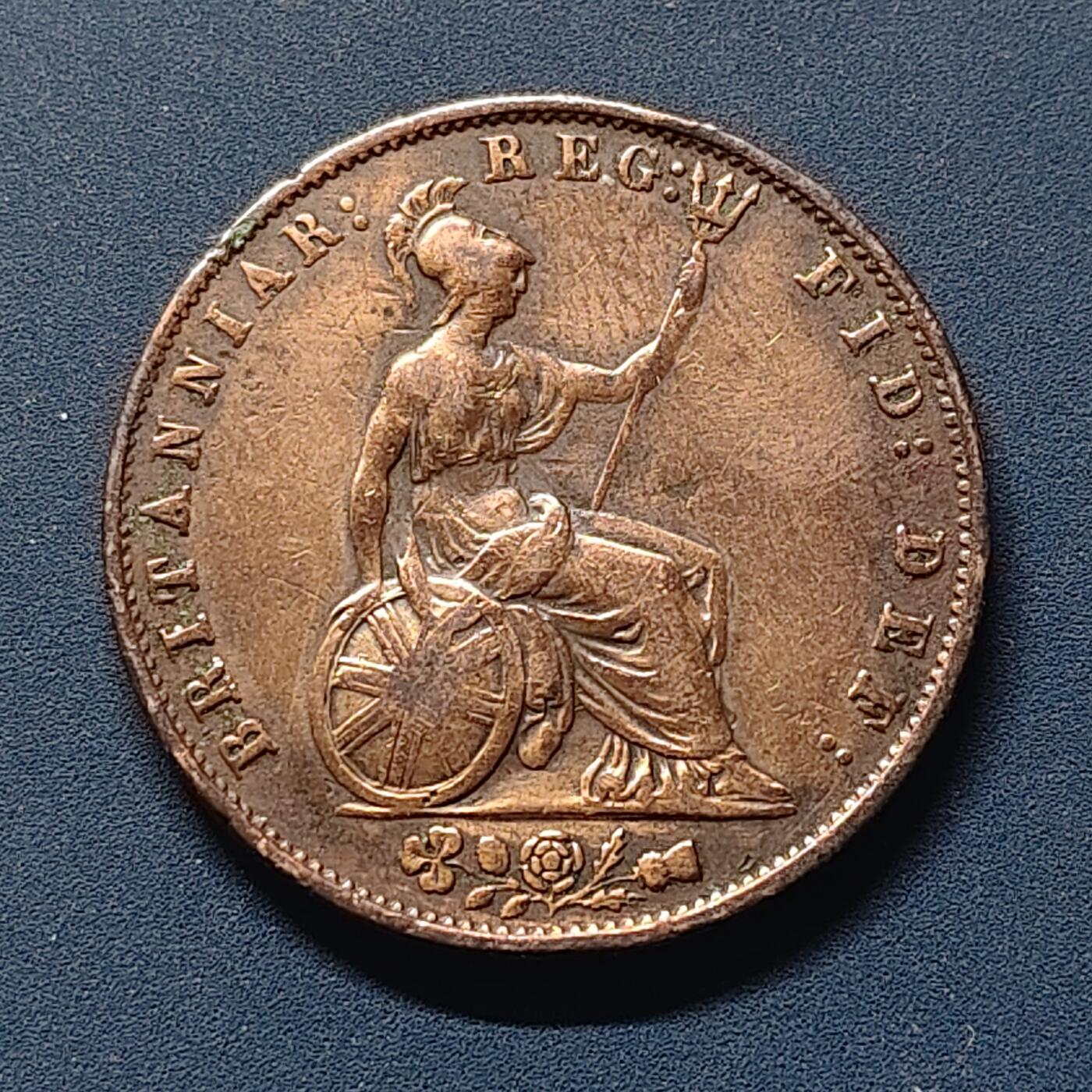 【全场包邮】纯粹捡漏拍510场 英国1854年少女维多利亚女王半便士铜币