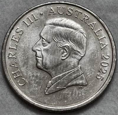 文馨钱币收藏第 296 场，长期接代拍业务 -  原光品相 2025 年澳大利亚 5 分，查尔斯头像少见