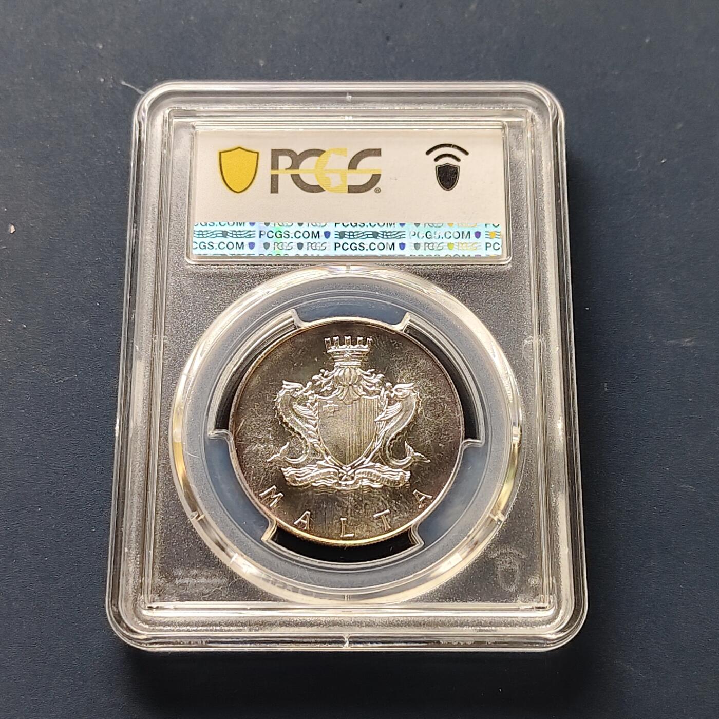 【全场包邮】纯粹捡漏拍511场 【收藏级·冠军分】马耳他1973年1镑历史学家瑟米·扎米特爵士纪念银币【32毫米10克98.7%】-PCGS MS66